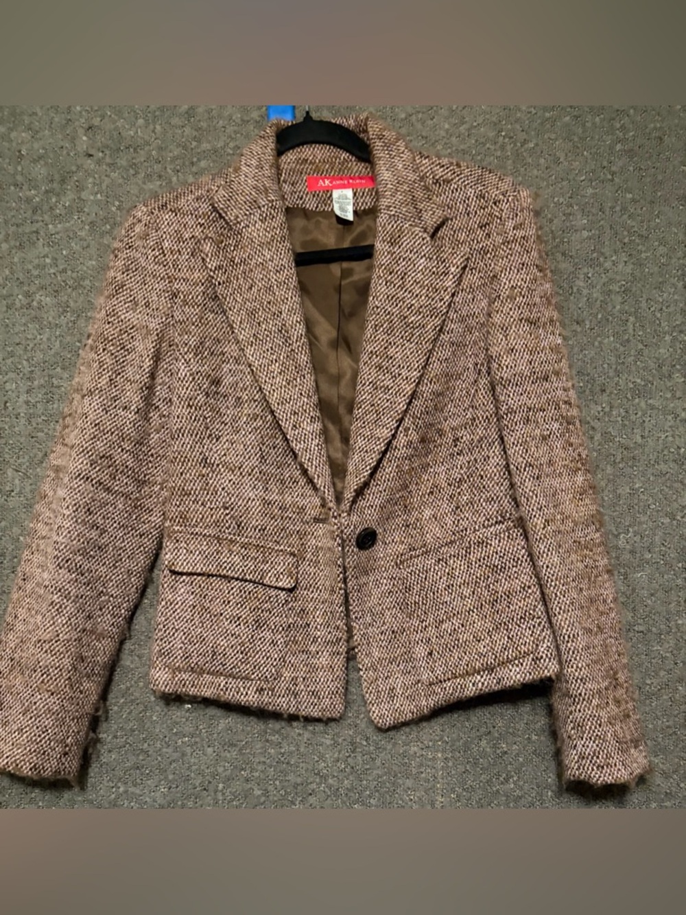 Anne Klein Brown Tweed Single-Button Blazer